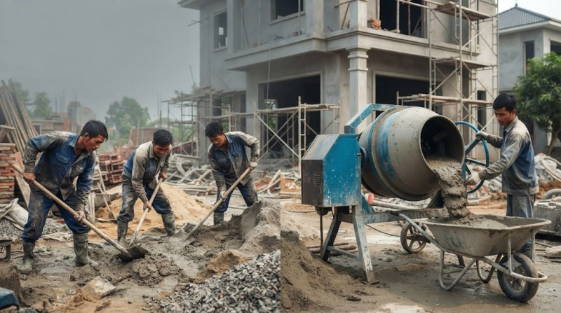 Trộn Bê Tông Thủ Công Hay Dùng Máy: Đâu Là Cách Hiệu Quả Hơn?