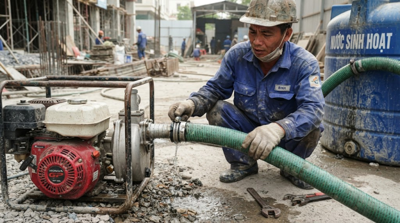 Mồi nước nhưng không kiểm tra đường ống hút