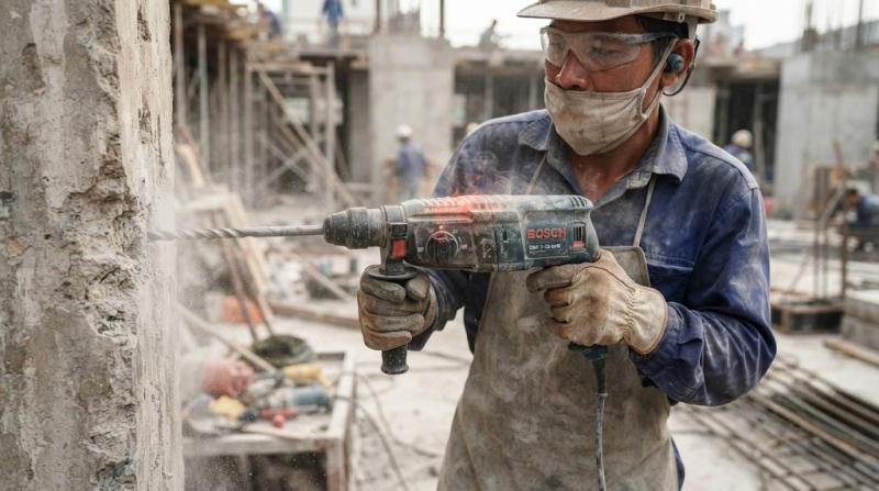 Máy khoan búa nhanh nóng khi làm việc